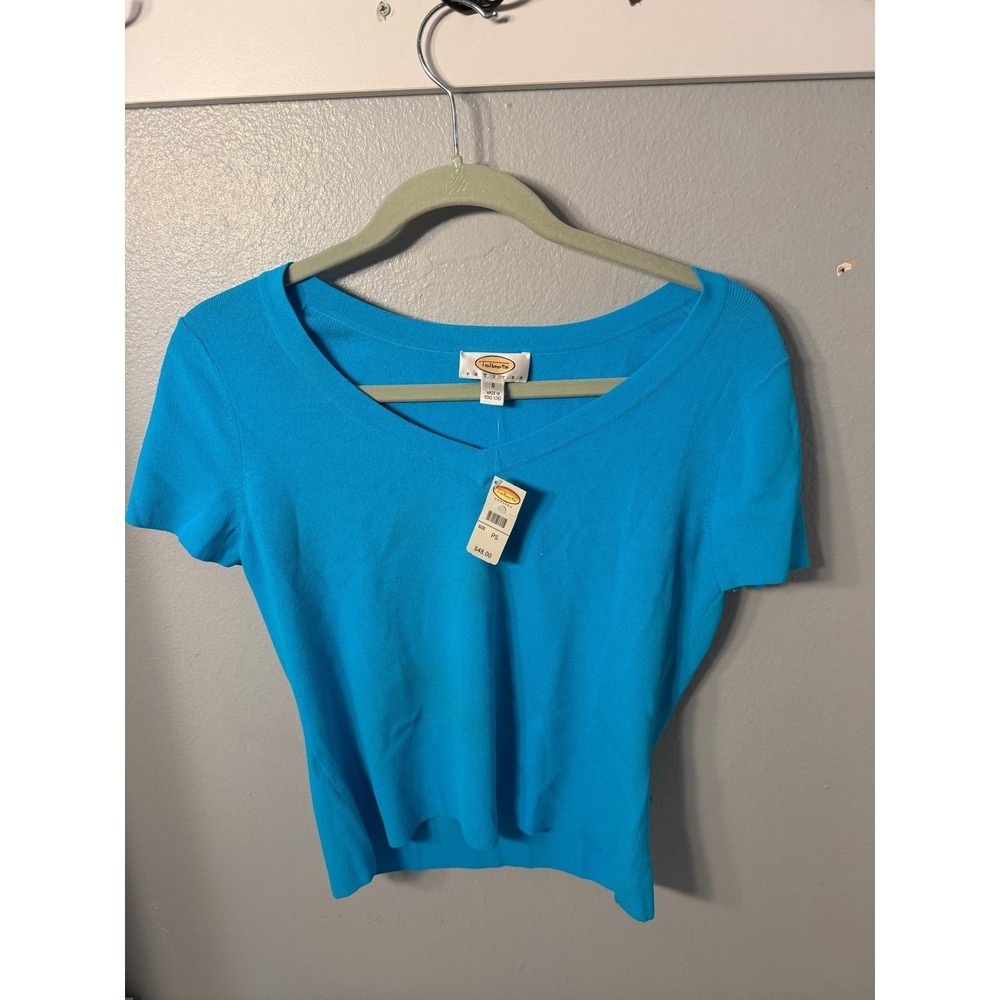 Talbots blue size small petite V neck women's shirt‎